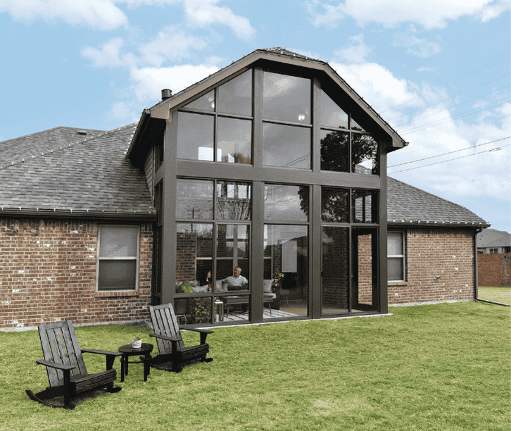 Gable Roof Three Season Sunroom Addition with Floor-to-Ceiling Glass