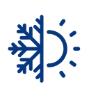 line drawing of half of a snowflake and half of a sun