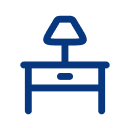 line drawing of a table with a lamp on it