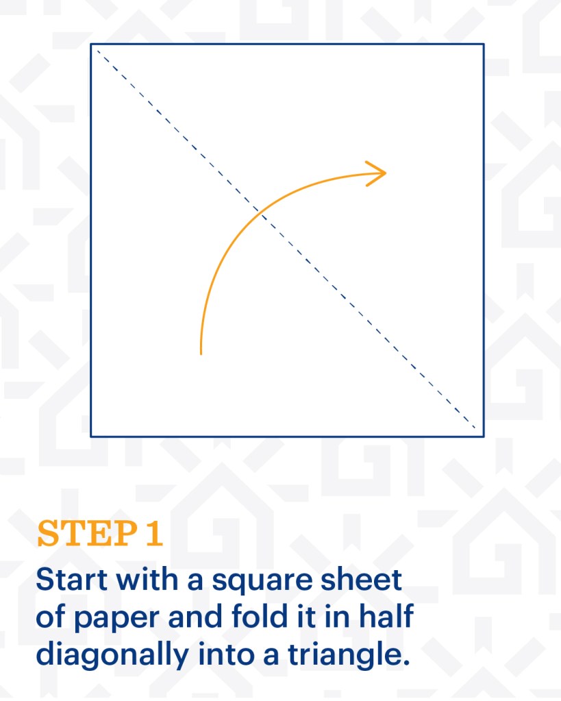 Snowflake Cutout Step 1: Start with a square sheet of paper and fold it in half diagonally into a triangle.
