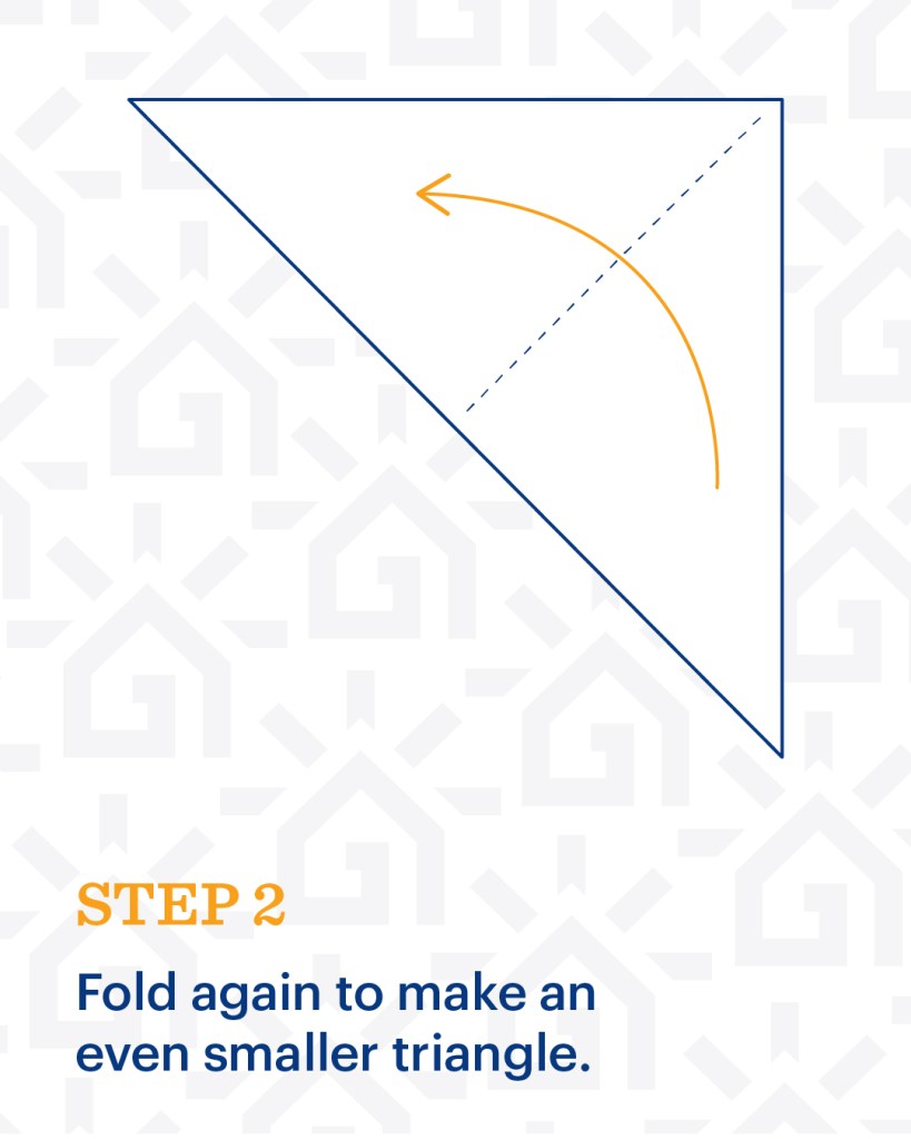 Snowflake Cutout Step 2: Fold again to make an ever smaller triangle.
