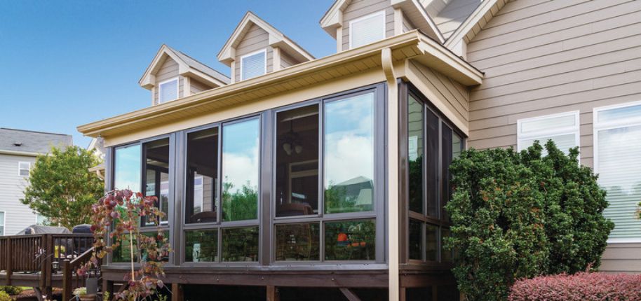 Modern sunroom addition as part of a home renovation in Garner by Great Day Improvements.