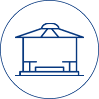 Line drawing of a patio enclosure